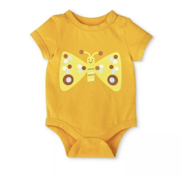 NWT Baby Butterfly Print Shoulder Button Bodysuit Christian Robinson Yellow 6-9M - Picture 5 of 5